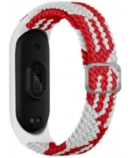 Beline pasek Mi Band 3|4 Textile red|white czerwony|biały
