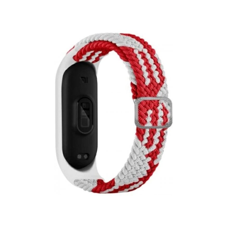 Beline pasek Mi Band 3|4 Textile red|white czerwony|biały