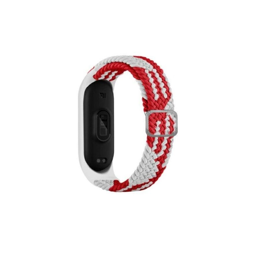 Beline pasek Mi Band 3|4 Textile red|white czerwony|biały – 2