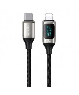 USAMS Kabel pleciony U78 USB-C na Lightning LED 1.2m 20W PD Fast