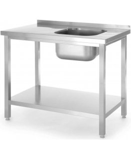 Single bowl sink with shelf on the right Budget Line STEEL 1000 x 600 x 850 cm - Hendi 817018