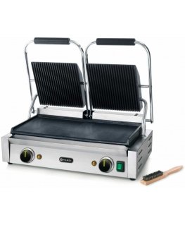 Contact grill with grooves on top, smooth bottom, 3600W - Hendi 263808