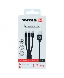 Swissten Textile Universal 3in1 USB-C / Lightning Data MFI / MircoUSB Cable / 1.2m