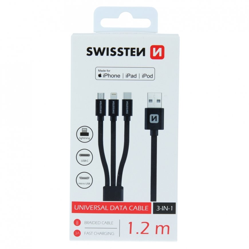 Swissten Textile Universal 3in1 USB-C /