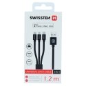 Swissten Textile Universal 3in1 USB-C / Lightning Data MFI / MircoUSB Cable / 1.2m Swissten Textile Universal 3in1 USB-C / Lightning Data MFI / MircoUSB Cable / 1.2m