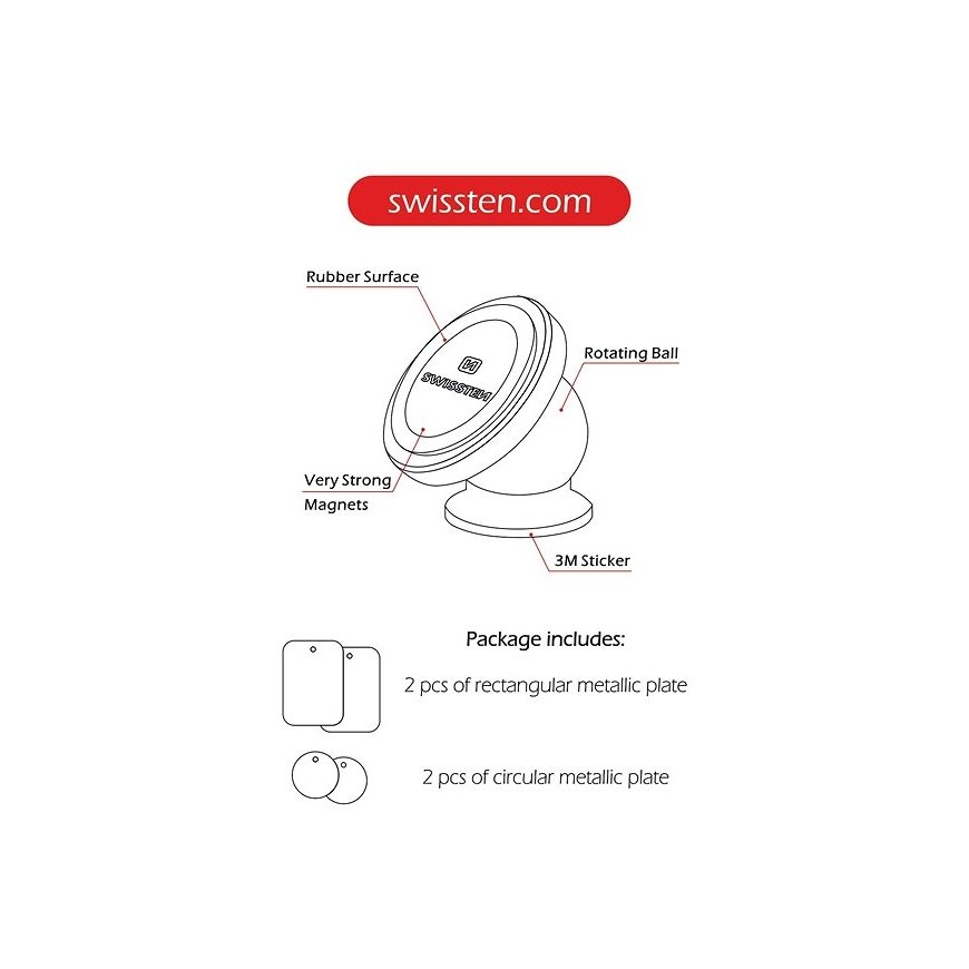 Swissten Metal Plates for Magnetic Holder