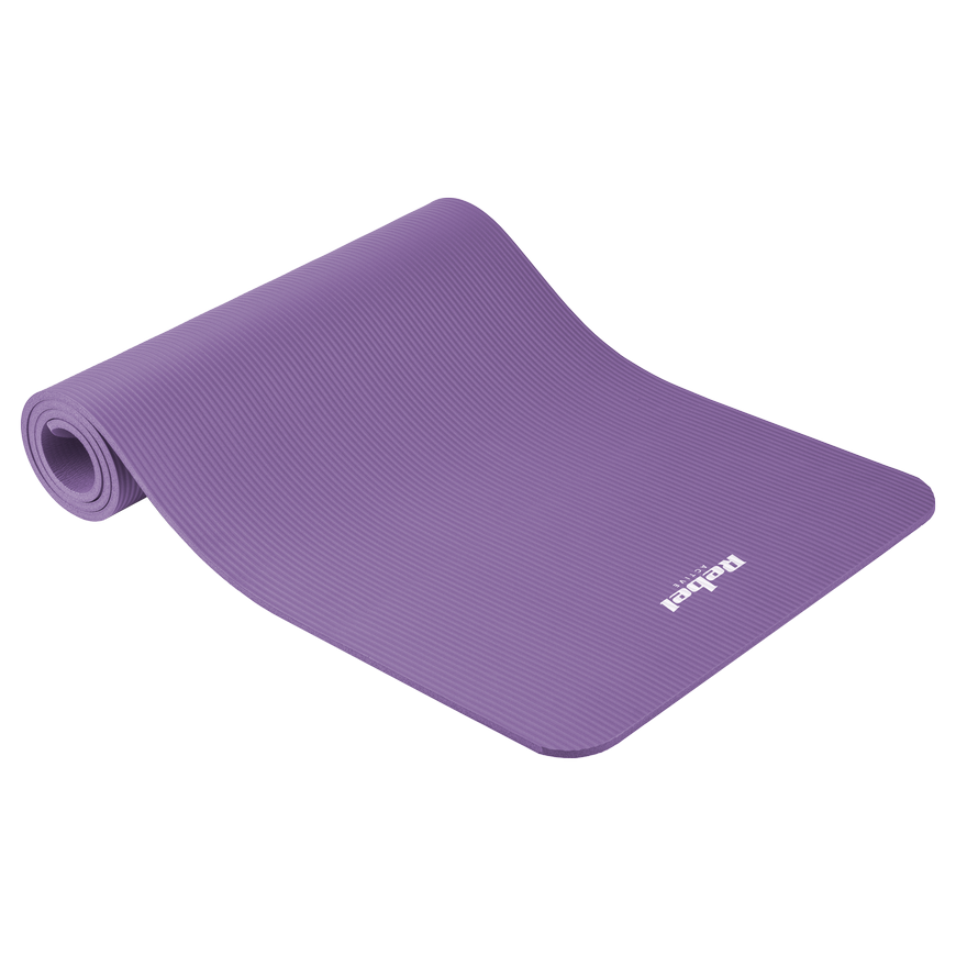 Gymnastics mat for yoga, pilates, fitness, 183x61cm, thickness 1cm, NBR material, purple, REBEL ACTIVE