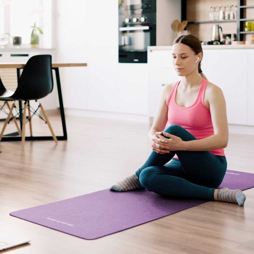 Gymnastics mat for yoga, pilates, fitness, 183x61cm, thickness 1cm, NBR material, purple, REBEL ACTIVE – 3