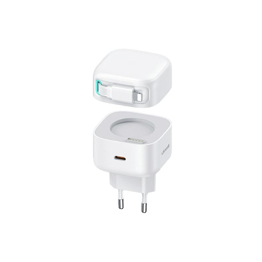 USAMS Ład. siec. 1xUSB-C ze zwijanym kablem Lighning (only head)
