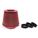Red conical air filter + 3 adapters amio-01042