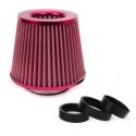Red conical air filter + 3 adapters amio-01042
