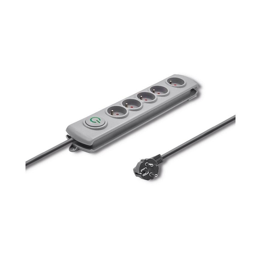 Qoltec 50272 ylijännitesuoja Harmaa 5 AC-pistorasia(a) 230 V 3 m