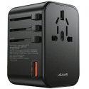 USAMS Adapter siec 1xUSB+2xUSB-C T62 65W 4w1 US|AU|EU|UK czarny| USAMS Adapter siec 1xUSB+2xUSB-C T62 65W 4w1 US|AU|EU|UK czarny|