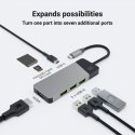 Green Cell HUBGC01 jaotur USB tüüp-C 5000 Mbit/s Hõbe