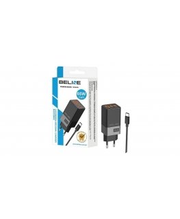 Charger 65W GaN 2xUSB-C +USB-A + USB-C Cable bl