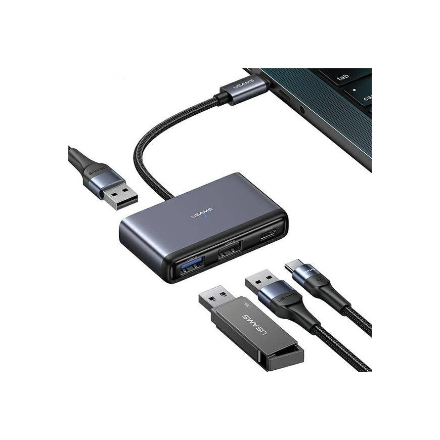 USAMS Adapter HUB 4w1 2xUSB 2