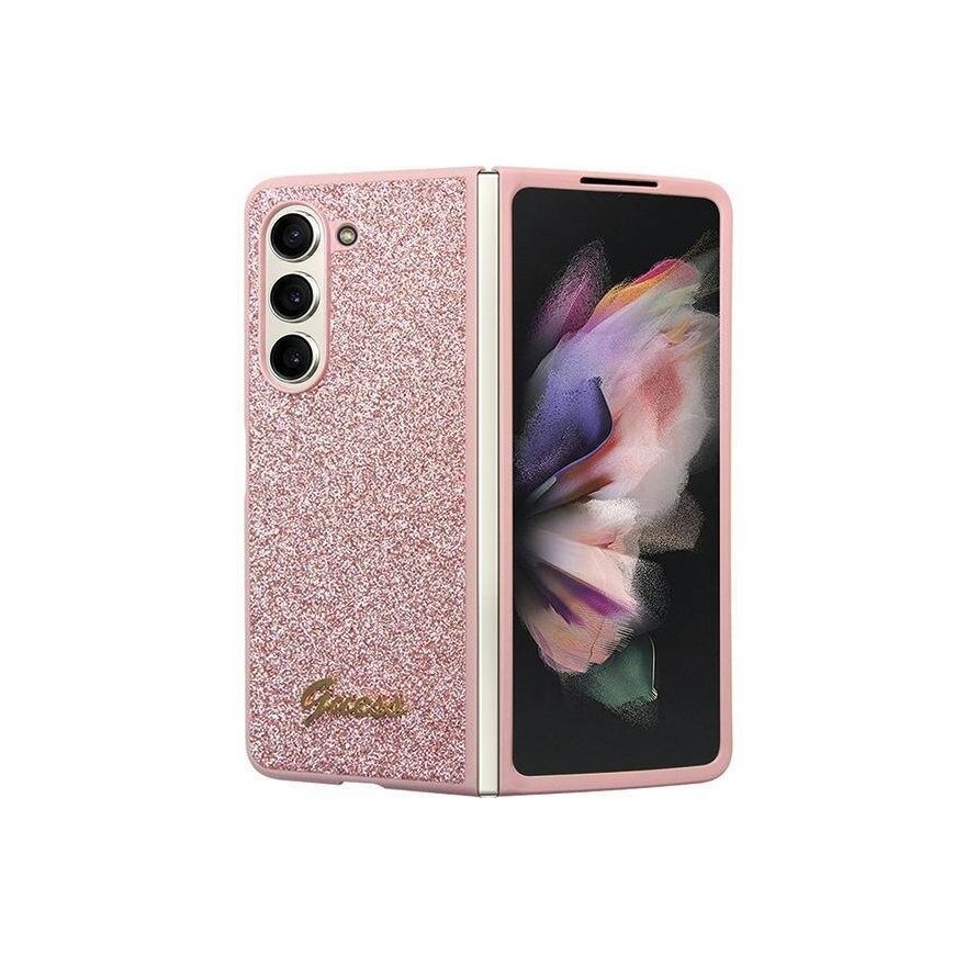 Guess GUHCZFD5HGGSHP F946 Z Fold5 różowy|pink hardcase Glitter S