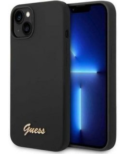 Guess PU Leather Iridescent Metal Script Case for iPhone 15 Pro