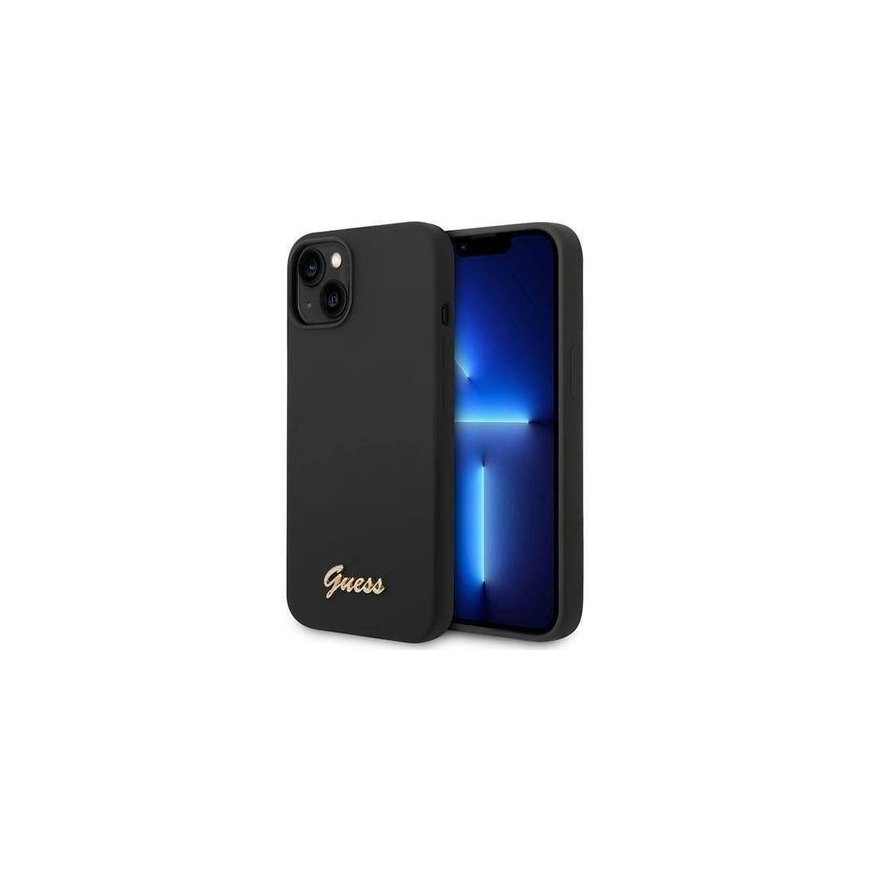 Guess PU Leather Iridescent Metal Script Case for iPhone 15 Pro