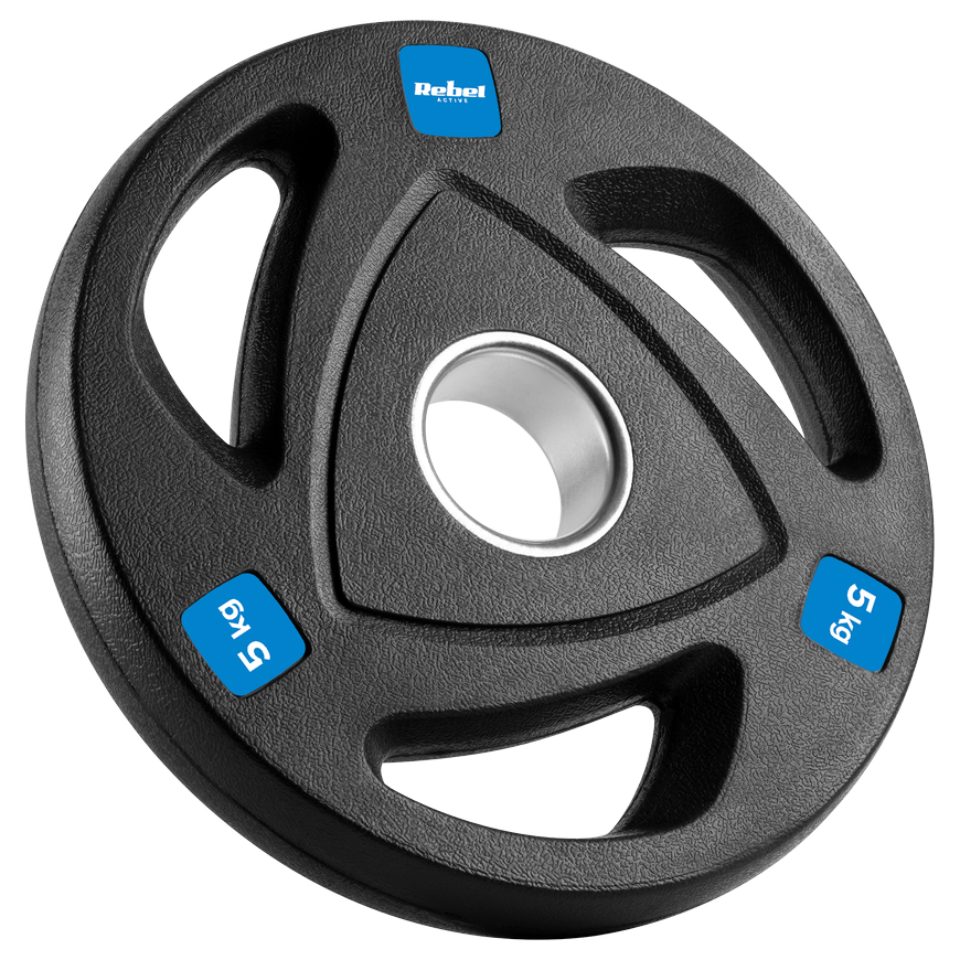 Set of rubberized cast iron weights 4x5kg, Olympic hole 51mm, REBEL ACTIVE – 3