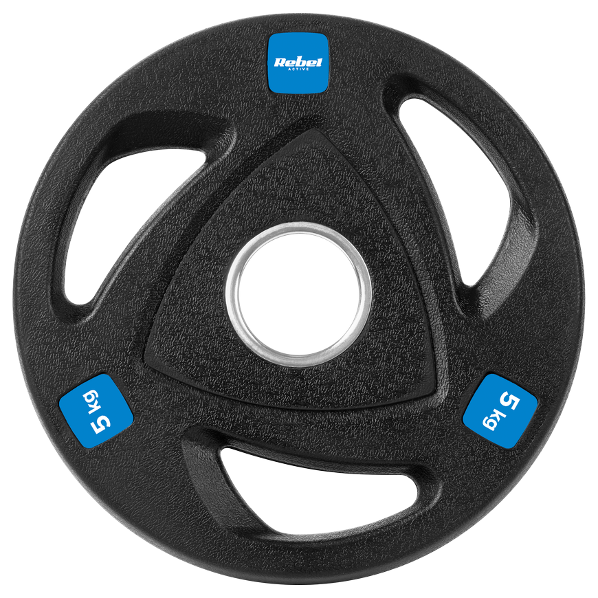 Set of rubberized cast iron weights 4x5kg, Olympic hole 51mm, REBEL ACTIVE – 4
