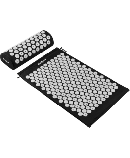 Wellness mat with acupressure spikes with pillow, 72x42cm, black, Rebel Active
