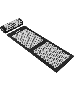 Health mat with acupressure spikes with pillow, 130x50cm, black, Rebel Active
