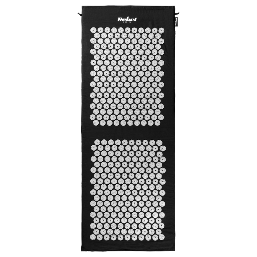Health mat with acupressure spikes with pillow, 130x50cm, black, Rebel Active – 3
