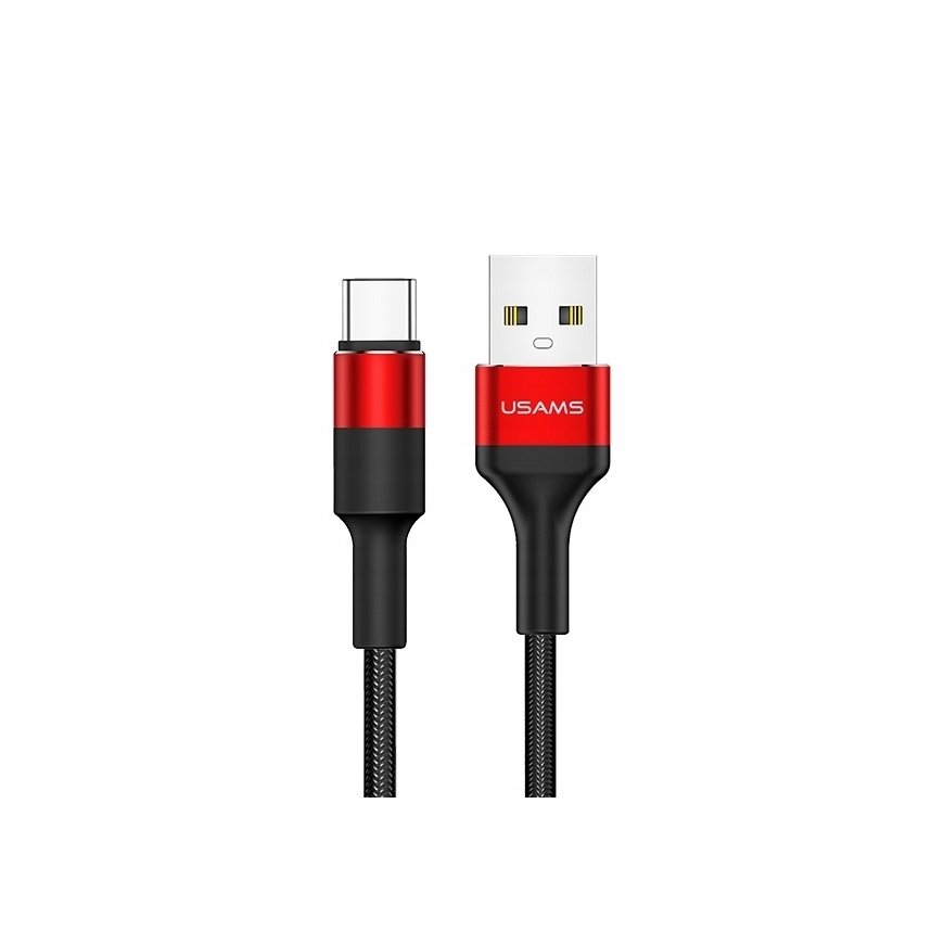 USAMS Kabel pleciony U5 2A USB-C czerwon y|red 1,2m SJ221TC02 (U