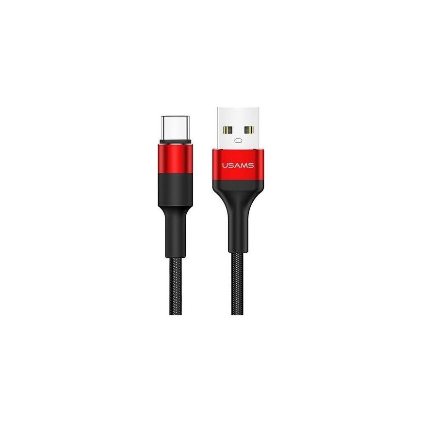 USAMS Kabel pleciony U5 2A USB-C czerwon y|red 1,2m SJ221TC02 (U – 2