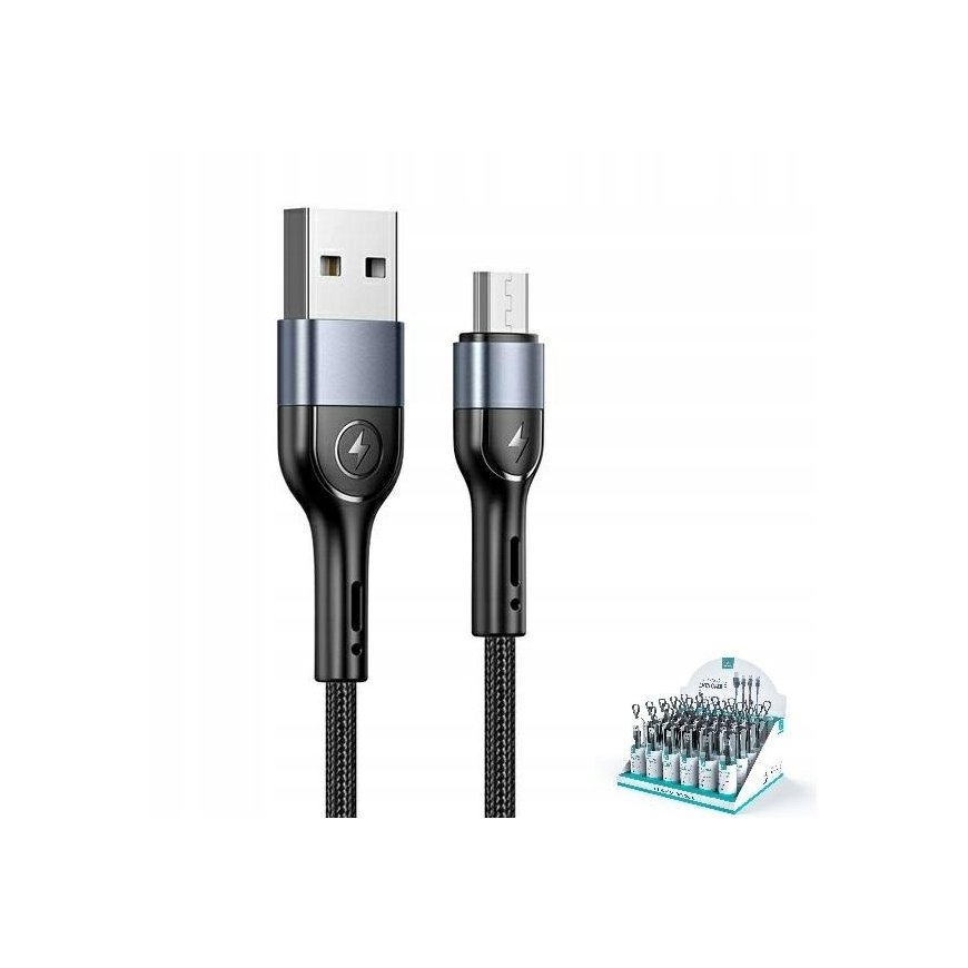 USAMS Kabel pleciony U55 2A micro USB 1szt. for set U55 czarny|b – 2