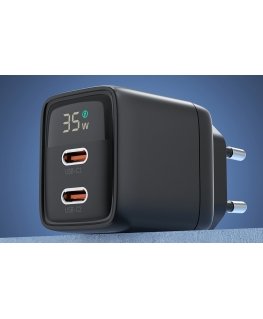 Wall charger GAN3 USB-C+C PD35W Choetech PD6051 (black)