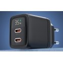 Wall charger GAN3 USB-C+C PD35W Choetech PD6051 (black) Wall charger GAN3 USB-C+C PD35W Choetech PD6051 (black)