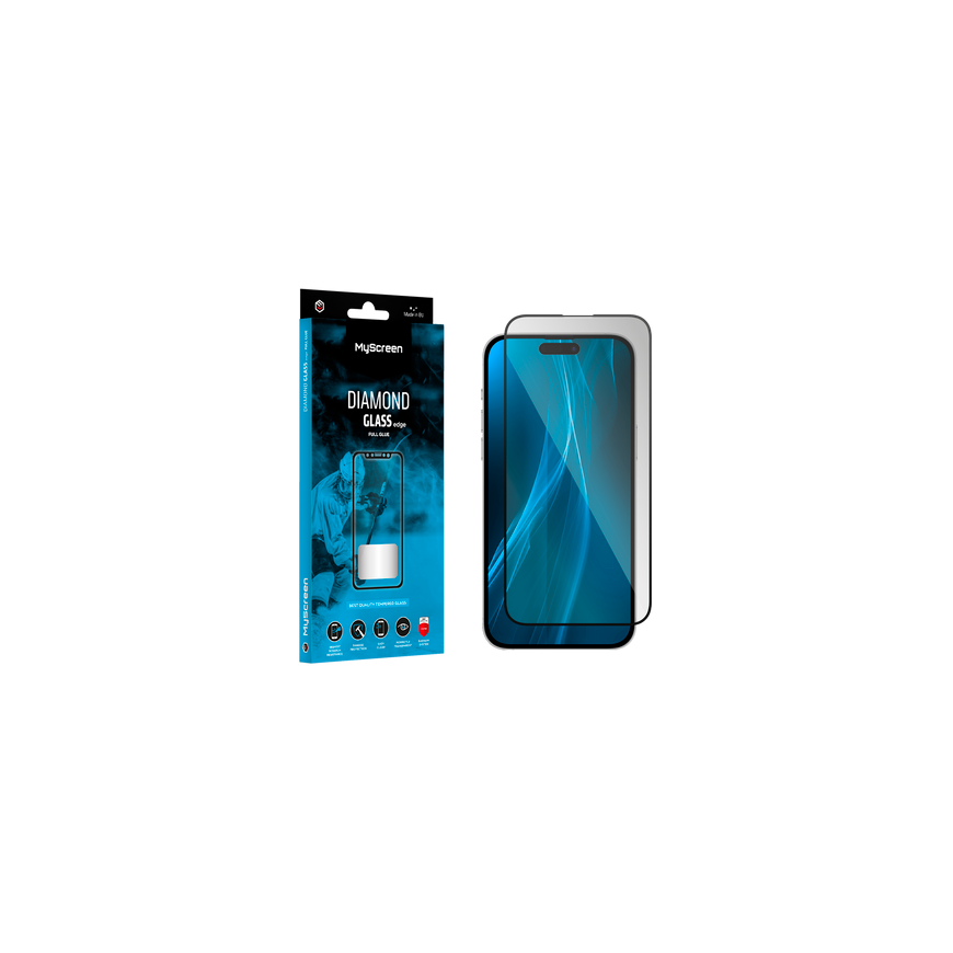 MyScreen DIAMOND GLASS LITE edge FULL GLUE juodas apsauginis stiklas Apple iPhone 14 6.1" – 2