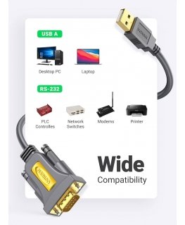 Kabel USB do RS-232 UGREEN CR104, 1.5m (black)