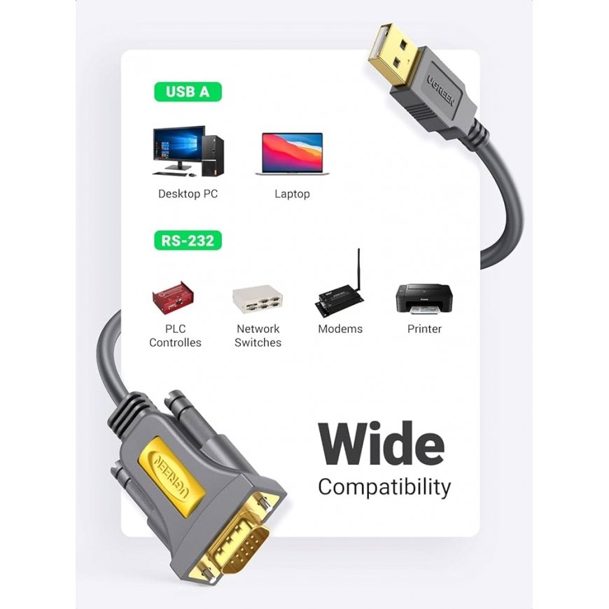 Kabel USB do RS-232 UGREEN CR104, 1.5m (black)