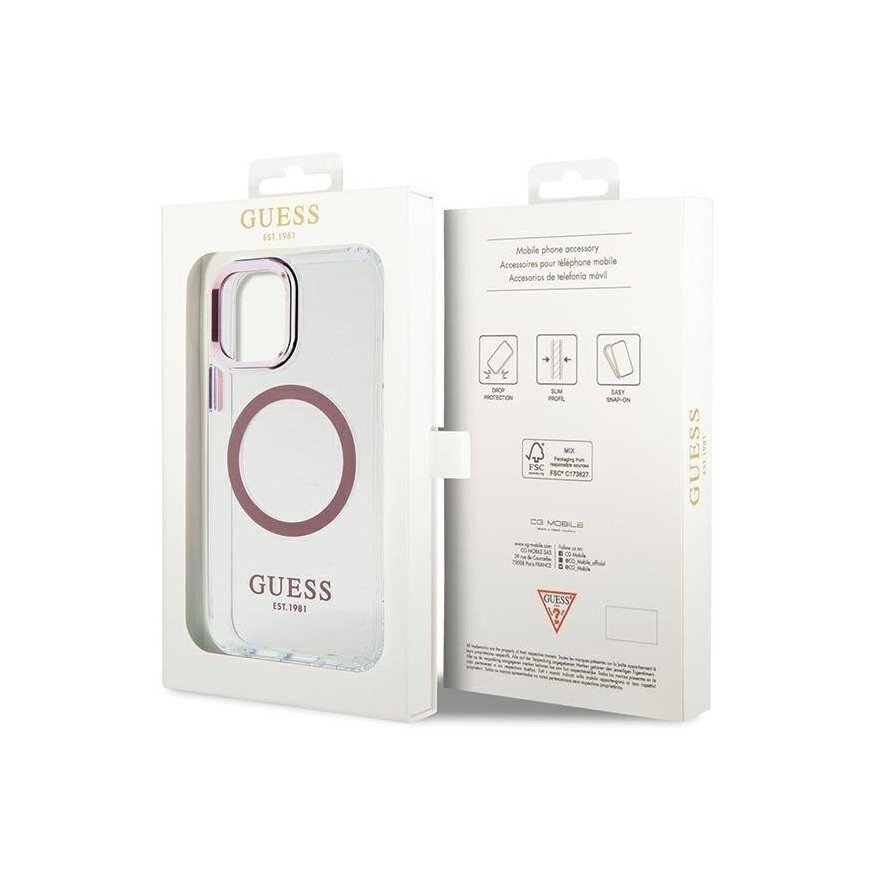 Guess GUHMP12MHTRMP iPhone 12|12 Pro 6.1" różowy|pink hard case – 2