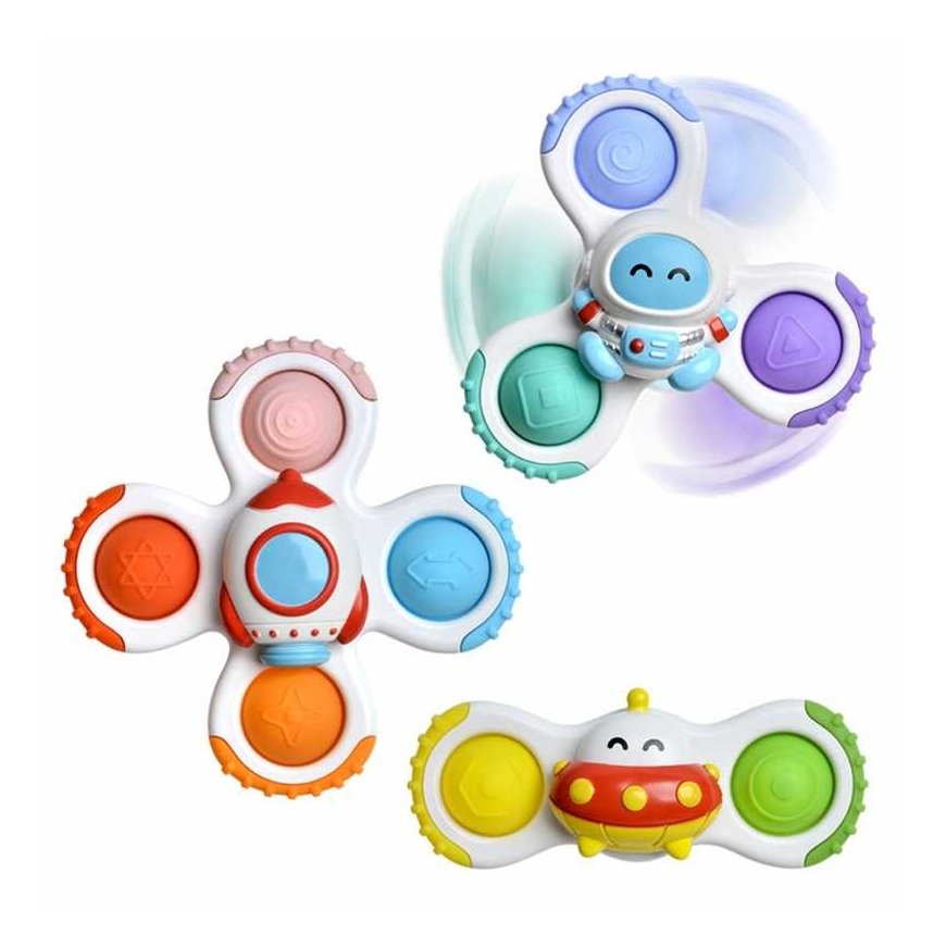 Whoopie Baby Spinner Sensory Toy Rocket Alien UFO 3 PCS.