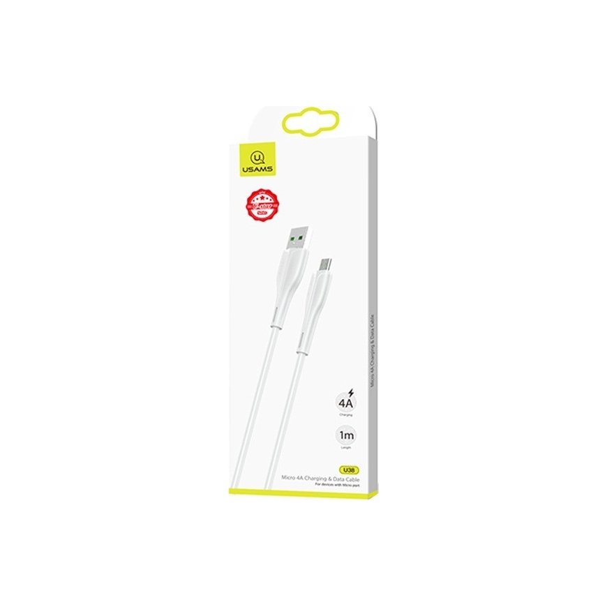USAMS Kabel U38 microUSB 4A Fast Charge for OPPO 1m biały|white