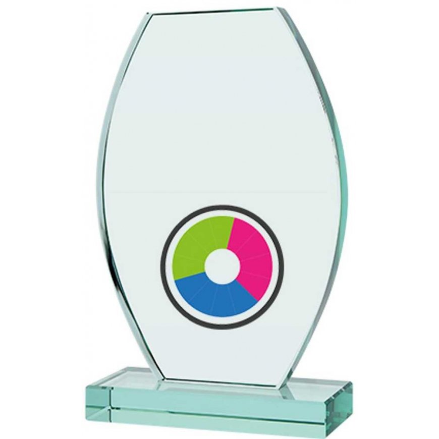 Detail LuxorJet color printed glass trophy and case