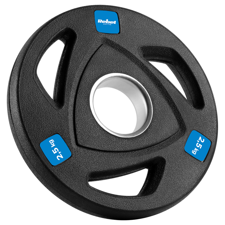 Set of rubberized cast iron weights 4x2.5kg, Olympic opening 51mm, REBEL ACTIVE – 4