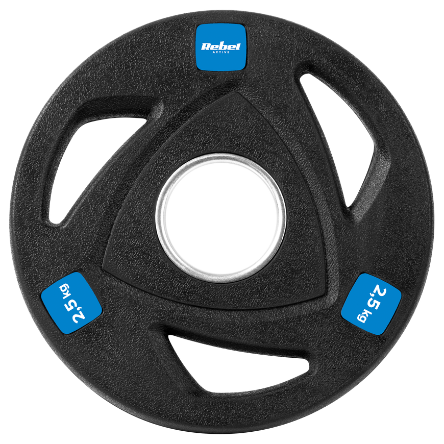 Set of rubberized cast iron weights 4x2.5kg, Olympic opening 51mm, REBEL ACTIVE – 5