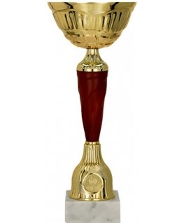 Detail Gold and burgundy metal cup