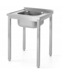 Fastened steel wall table with sink 60x70x85 cm - Hendi 812877