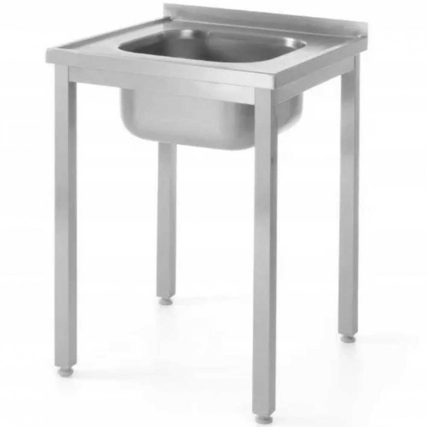 Fastened steel wall table with sink 60x70x85 cm - Hendi 812877
