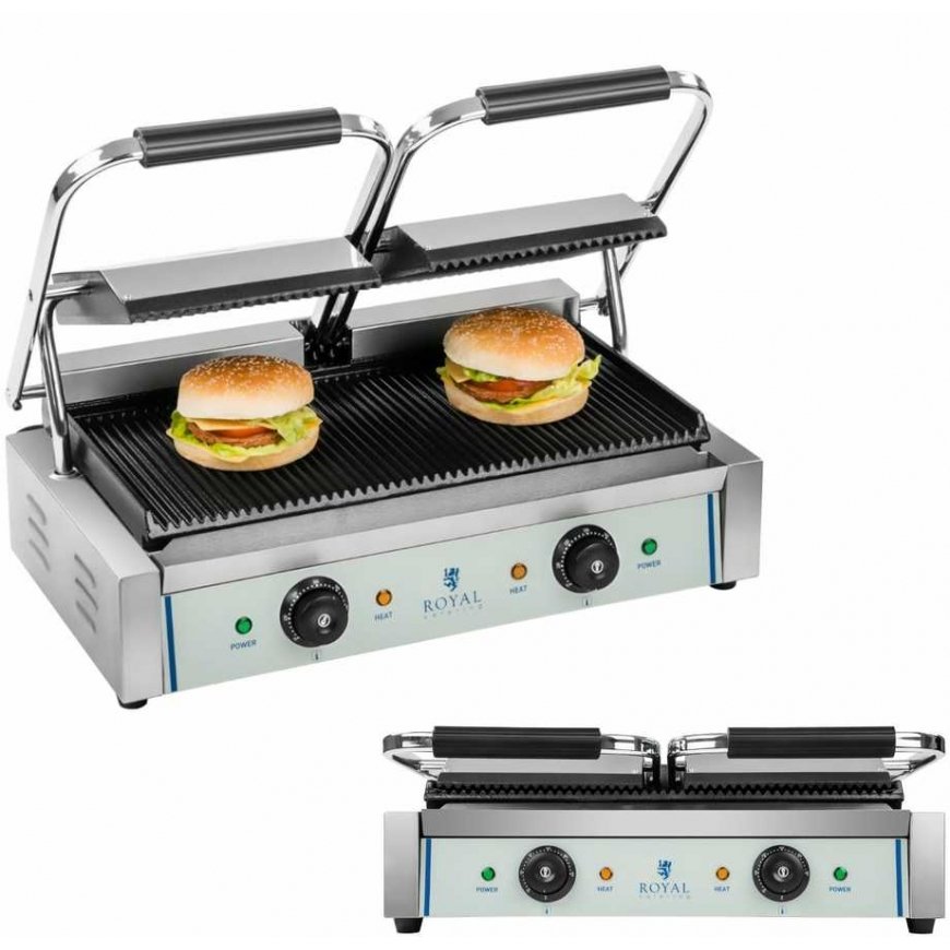 Royal Catering Grilis kontaktowy double double sided corrugated