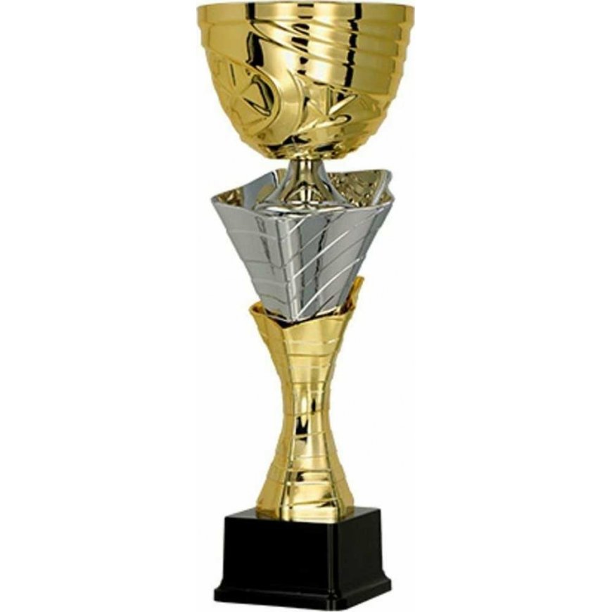 Detail Gold and silver metal cup with lid