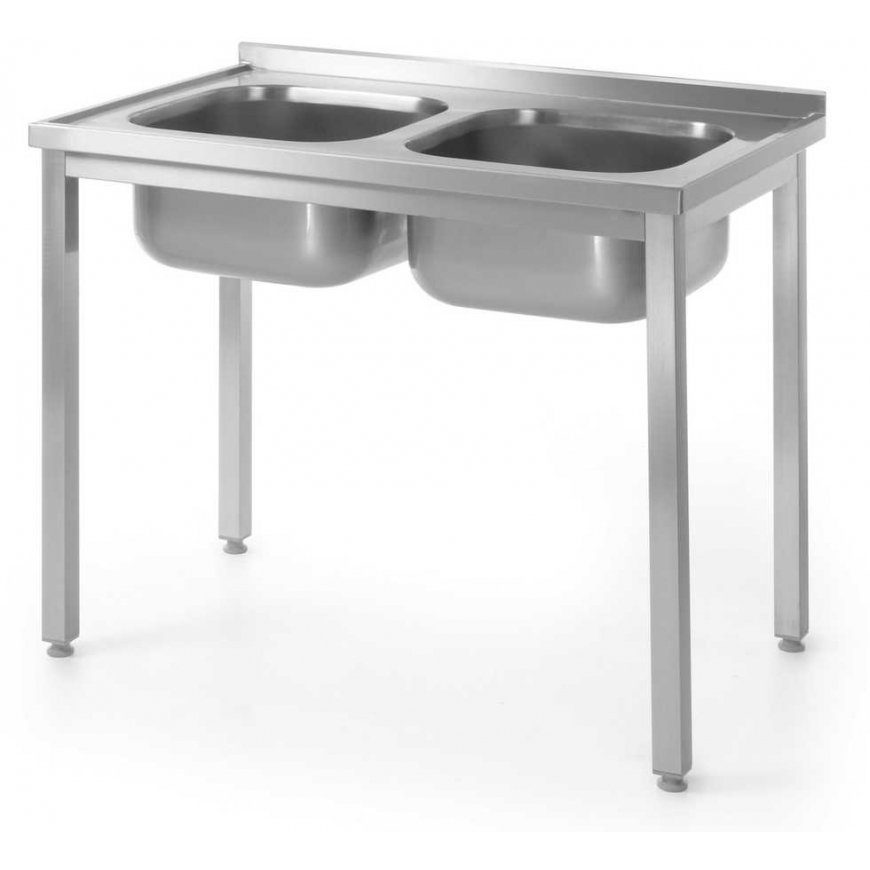 Steel kitchen worktop with 2 sinks 100x60cm - Hendi 811580