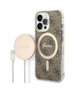 Zestaw Guess GUBPP13LH4EACSW Case+ Charger iPhone 13 Pro brązowy