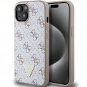 Guess PU Leather 4G Triangle Metal Logo Case for iPhone 15 White